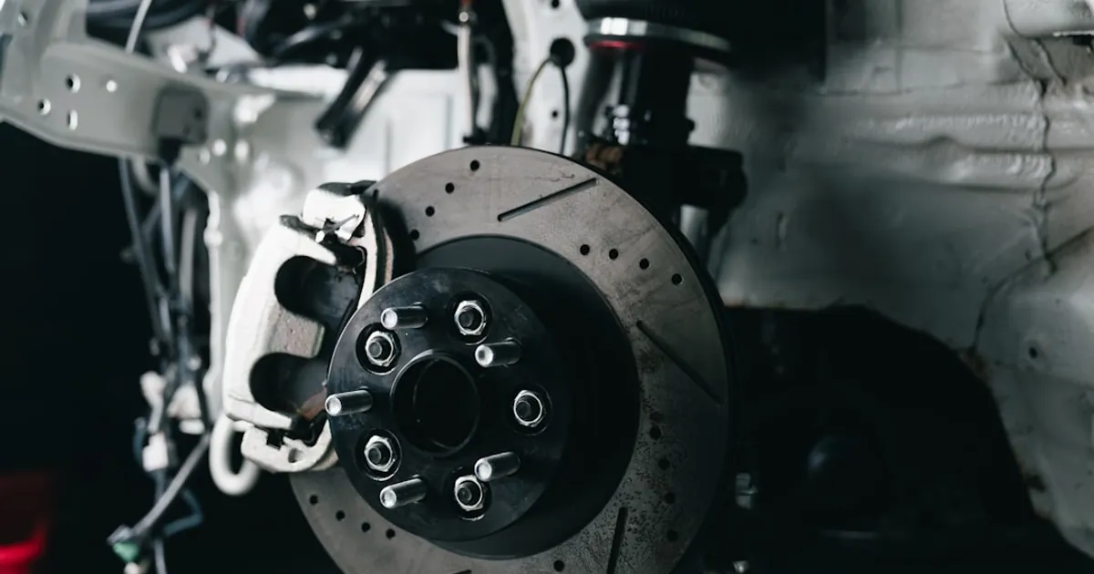 Close-up of a car's performance brake system.