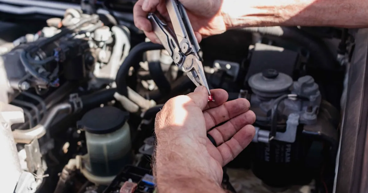 a man is working on a car engine