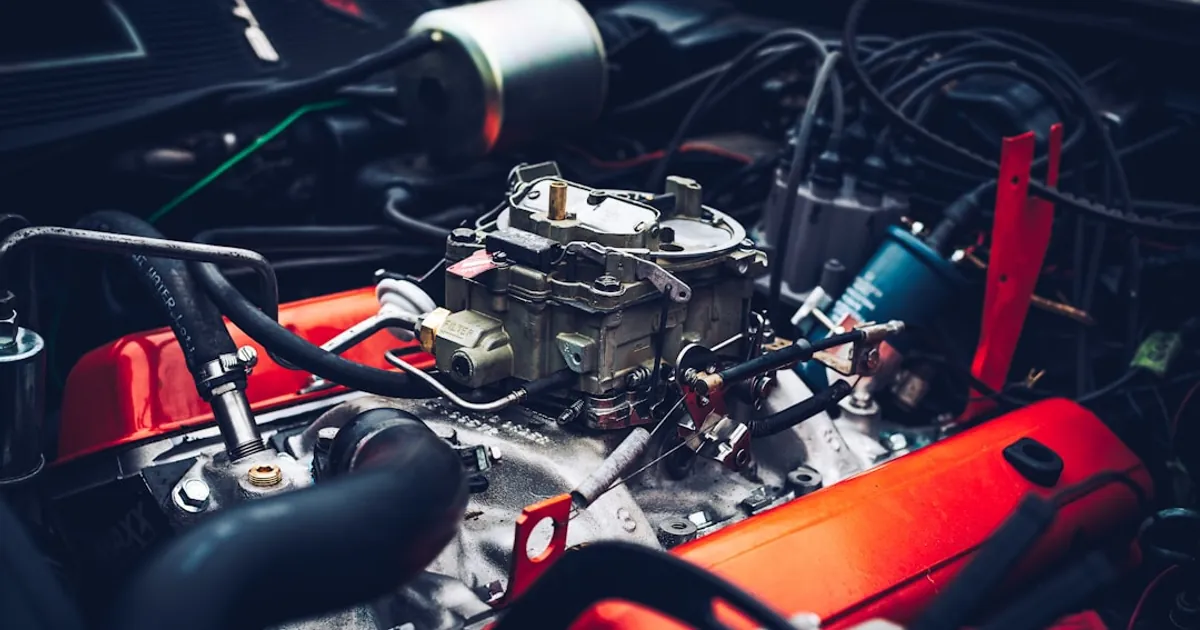 a close up of the engine of a car